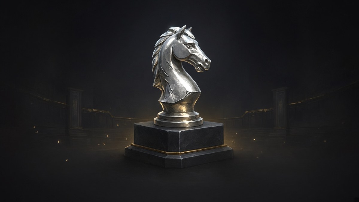Silver knight on a pedestal